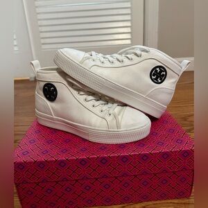 Tory Burch White High-Top Sneakers with Logo size 7